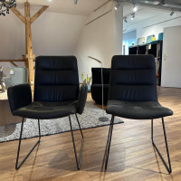 KFF - 6er Set Stuhl Leder Rawhide Black 356 Schwarz Grau Gestell Struktur Anthrazit M23 - 11