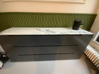 Interlübke - Sideboard Mell Mattlack M21 Anthrazit Abdeckplatte Marmor Arabescato Corchia Weiß Glänzend Mit Schubkästen - 3