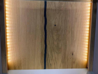 MCA Furniture - Wohnwand Sevilla Lack Arktis Grau Holzspange Eiche Furniert Parosalglas Grau Metallgriffe Nickel Matt Inkl. Beleuchtung - 9
