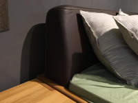 Team 7 - Doppelbett Nox Kopfteil Leder L1 74024 Dunkelbraun Gestell Eiche Wild Natur Geölt Mit 2 Nachttischen - 2