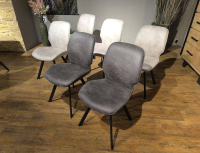 Habufa - 6er Set Stuhl Semmi Lederfaserstoff Taurus Offblack Schwarz Grau Und Kiesel Grau Gestell Metall Schwarz - 3