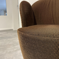 Brühl - Armchair Floret 1 fabric 4495 22 brown feet flat steel gold colored - 5