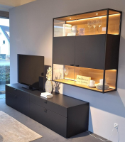 Venjakob - Wohnwand X6 Plan Lack Anthrazit Matt Absetzung Eiche Rustico Hell Geölt - 11