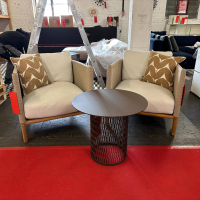 Kettal - 2er-Set Clubsessel Giro Teak Natur Inklusive Beistelltisch - 3