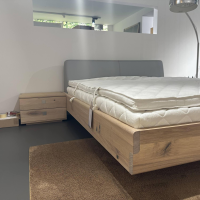 Team 7 - Bett Nox Wildeiche Weißöl Kopfteil Leder 71667 Hellgrau Inklusive Nachkästchen Und Matratzen - 3