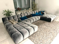 Bretz - Ecksofa Ocean 7 Stoff 66 2085 Silberschimmer Grau mit 7 Kissen - 2