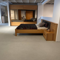 Hülsta - Schlafzimmer Acrea Bett Leder Braun Schwarz Und Strukturbuche Konsolen Mit Schubkästen - 7