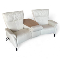 himolla - Trapezsofa 4867 Leder 33 Longlife Soft Bianco Creme Kufe Metall Mit Elektrischer Verstellung - 3
