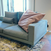 Molteni & C - Wohnlandschaft Octave Bezug Stoff Wing WG243 Grau Grün Gestell Metall Zinnfarbig Lackiert Inklusive Kissen - 6