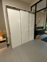 Eigene Herstellung - MARKE Cabinet ANLEGEN // Einbauschrank Front Plano Chrom Glas Superweiß Weiß Glänzend Innen Struktur Satingrau Grau - 8