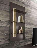 Loddenkemper - Wohnwand Linee Living LS24 Galano Lack Terrabraun Braun Grau Absetzung Eiche Wellenoptik Mit Beleuchtung - 13