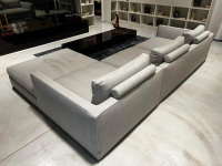 B&B Italia - Ecksofa Richard Stoff Spora Hellgrau Grau Profil Stoff Bellano Sandfarben Beige Gestell Schwarz Verchromt Mit Kissen - 3