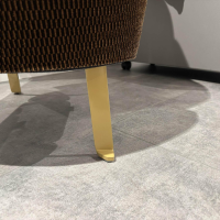 Brühl - Armchair Floret 1 Fabric 4495 22 Brown Feet flat steel gold-colored - 3