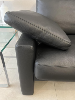 Erpo - Sofa Classic CL100 Leder Premium Schwarz Mit Verstellbarer Kopfstütze Und Armlehnkissen - 4