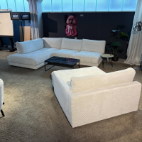 Schöner Wohnen-Kollektion - Ecksofa Garbo Stoff 6 Cord Snow Weiß Füße Kunststoff Schwarz Inklusive Longchair - 10