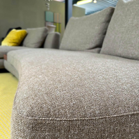 Walter Knoll - Sofagruppe Tama Living 822 Stoff Puro Mineral Grau Braun Kufen Nussbaum Geölt Inklusive Tischplatte Und Kissen - 2