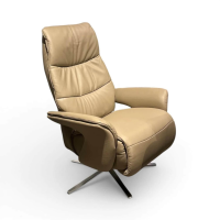 himolla - Sessel 7052 Easy-Swing Leder Longlife Soft Stein Creme Braun Sternfuß Edelstahloptik Manuelle Verstellung - 6