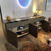 Christine Kröncke - Sideboard GAP Lack Terra Grau Braun Matt Mit Griffmodulen Chrom - 7