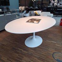 Knoll International - Esstisch Saarinen Oval Mattweiß Gussfuß Aluminium Weiß Rilsan Geschützt - 4