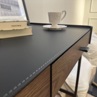 Porada - Schminktisch Dafto Esche Nussbaumfarbig Gebeizt Metall Bronzefarbig - 5