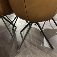 Gealux - 6er-Set Drehstuhl Tucson Leder Brown Braun Gestell Schwarz Drehbar - 2