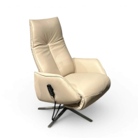 himolla - Sessel 7917 S-Lounger Leder Longlife Rustika Nebel Beige Sternfuß Metall Edelstahl Inkl. Elektr. Verstellfunktionen - 5