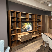 Anrei - Wohnwand Puro Holz Ast Nussbaum Natur Geölt Fronten Glas Matt Bronze - 3