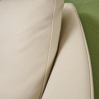 Bielefelder Werkstätten - Sofa Saloni Leder Normandie Kiesel BW 0140 020 Beige Gestell Eiche Wengefarbig - 3