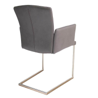 Lavida - 6er Set Stuhl Lou Stoff Gavin 226 Grau Gestell Edelstahl Matt - 3