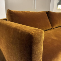Signet - Schlafsofa Kyoto Stoff F Genua Kupfer Gelb Orange Holzfüße Buche Schwarz Mit Klappbaren Armlehnen - 7