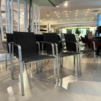 Solpuri - 6er Set Stapelsessel Jazz Bespannung Softex Gewebe Coal Schwarz Grau Gestell Edelstahl - 8