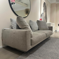 Flexform - Sofa Campiello Stoff Extra Ellisse 1171 Grau Füße Metall Satiniert Inklusive Kissen - 11