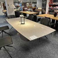 Draenert - Esstisch Adler 1224 Platte Granit Polar Poliert Grau Sockel Oval Edelstahl Matt Geschliffen Ohne Rollen - 5