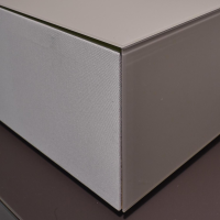 Mobilari - Wohnwand Cubus Pure Eiche Massiv Farbglas Grau Und Dunkelbraun - 7