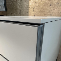 Molteni & C - Sideboard 505 UP Lack Matt London Sky Grau Gestell Metall Zinnfarbig Inklusive Beleuchtung - 6