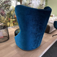 Bretz - Drehsessel Coco Island Hoch In Stoff 61 9426 Velours Enzianblau Blau Und Sitzkissen Stoff 67 3832 Arabesk Türkis - 10