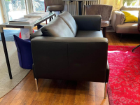 FSM - Sofa Easy Leder A99 Black Schwarz Gestell Metall Hochglanz Verchromt Mit Klappbaren Armlehnen - 3