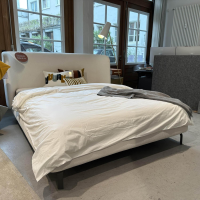 Ligne Roset - Bett Desdemone Stoff Capa Ecru Beige Gestell Stahl Anthrazit Mit Matratze - 6