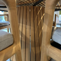 Gloster - Essgruppe Kay Und Whirl Platte Und Gestell Teakholz Stuhlrücken Kunststoff Korbgeflecht Harvest Grau Braun - 5