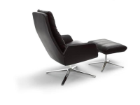 COR - Drehsessel Cordia Rücken Hoch Leder Semi 286 Schwarz Gestell Aluminium Poliert Mit Kippmechanik Und Hocker - 2