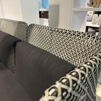 DEDON - Outdoor Sofa Mbarq Dedon Geflecht Pepper Schwarz Weiß Gestell Aluminium Lipari Weiß Mit Kissensatz - 5