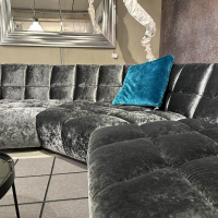 Bretz - Ecksofa Cloud 7 Stoff 66 2085 Velvet Silberschimmer Grau Gleiter Schwarz Inklusive Kissen - 3