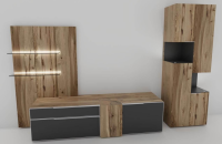 Voglauer - Wohnwand V-Alpin Eiche Altholz Furniert Glas Anthrazit - 18