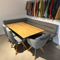 Koinor - Essgruppe S1250 T5005 Platte Massivholz Wildeiche Natur Bezug Stoff 20 Q2 Farbe Sky Grau Und Rain Grau - 6