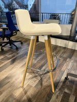 Eigene Herstellung - Barhocker Uni Verso Sitzschale Voll Umpolstert PUxx 21 7136 Beige Fuß Buche Natur Braun - 3