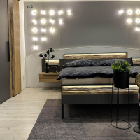 Thielemeyer - Schlafzimmer VZ 1 MR Joline Wildeiche Massiv Gebürstet Altholz Eiche Lackiert Und Lack Graphit Inklusive Beleuchtung - 10