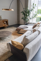 Walter Knoll - Ecksofa Tama Stoff Namib Oryx Beige Armlehne Leder Coffee Schwarz Füße Nussbaum Geölt Inkl. Beistelltisch Leder Coffee Schwarz Gestell Bronze - 8