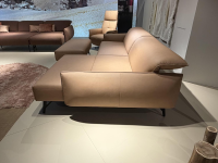 himolla - Ecksofa Tangram 9660 Leder 24 Longlife Mousse Beige Braun Gestell Metall Anthrazit Inklusive Hocker Und Verstellung - 9