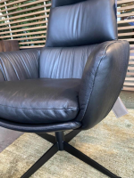 KFF - Sessel Faye Casual Leder Sauvage Schwarz 5 Sternfuß Metall Schwarz Inklusive Hocker - 7