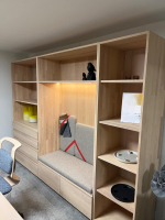 Team 7 - Regal Kids Mit Sitznische Stoff Ripley Rl10 Beige Korpus Erle Weißöl Mit Beleuchtung - 3